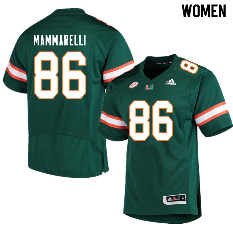 Women #86 Dominic Mammarelli Miami Hurricanes College Football Jerseys Sale-Green